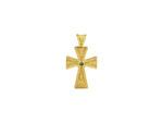 Χειροποίητος Σταυρός Με Πράσινη Πέτρα Ζιργκόν Σε Χρυσό 14Κ