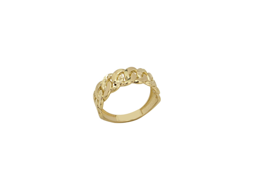 Δαχτυλίδι Αλυσίδα Χρυσό 14Κ Με Διαμανταρισμένες Λεπτομέρειες