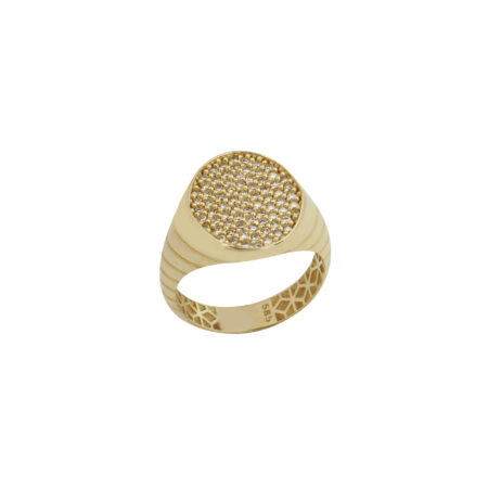 Δαχτυλίδι Σεβαλιέ Χρυσό 14Κ Με Ζιργκόν Πέτρες