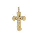 Δίχρωμος Χρυσός Σταυρός 14Κ Με Διαμαντάρισμα
