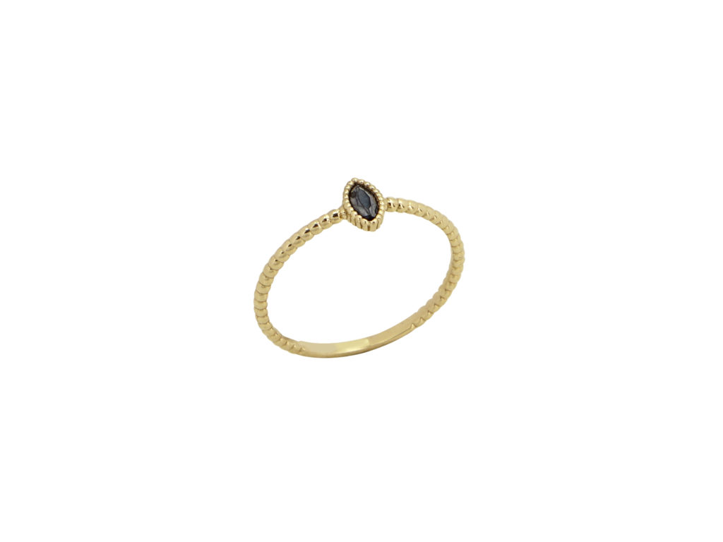 14Κ Χρυσό Δαχτυλίδι Με Μαύρη Πέτρα Ζιργκόν