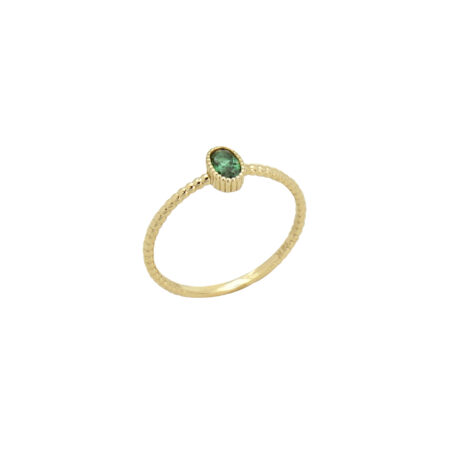 14Κ Δαχτυλίδι Χρυσό Με Πράσινη Πέτρα Ζιργκόν