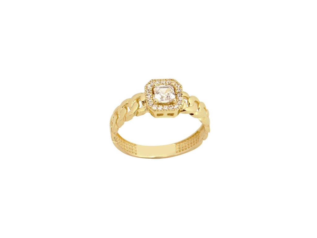 Δαχτυλίδι Ροζέτα Χρυσό 14Κ Με Asscher Cut Ζιργκόν