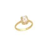 Δαχτυλίδι Ροζέτα Χρυσό 14Κ Με Emerald Cut Ζιργκόν