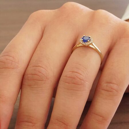 Δαχτυλίδι Ροζέτα Μπλε Σε Χρυσό 14 Καράτια