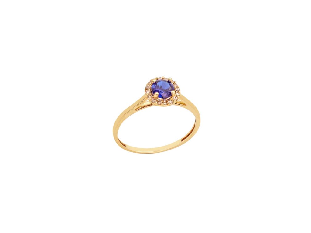 Δαχτυλίδι Ροζέτα Μπλε Σε Χρυσό 14Κ