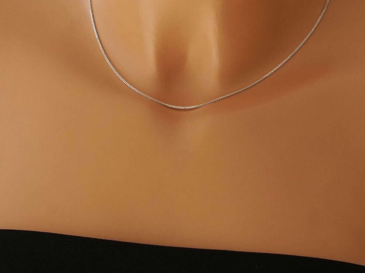 Γυναικεία Λευκόχρυση Αλυσίδα Λαιμού 18Κ Σπίγγα Μήκους 40,00 cm