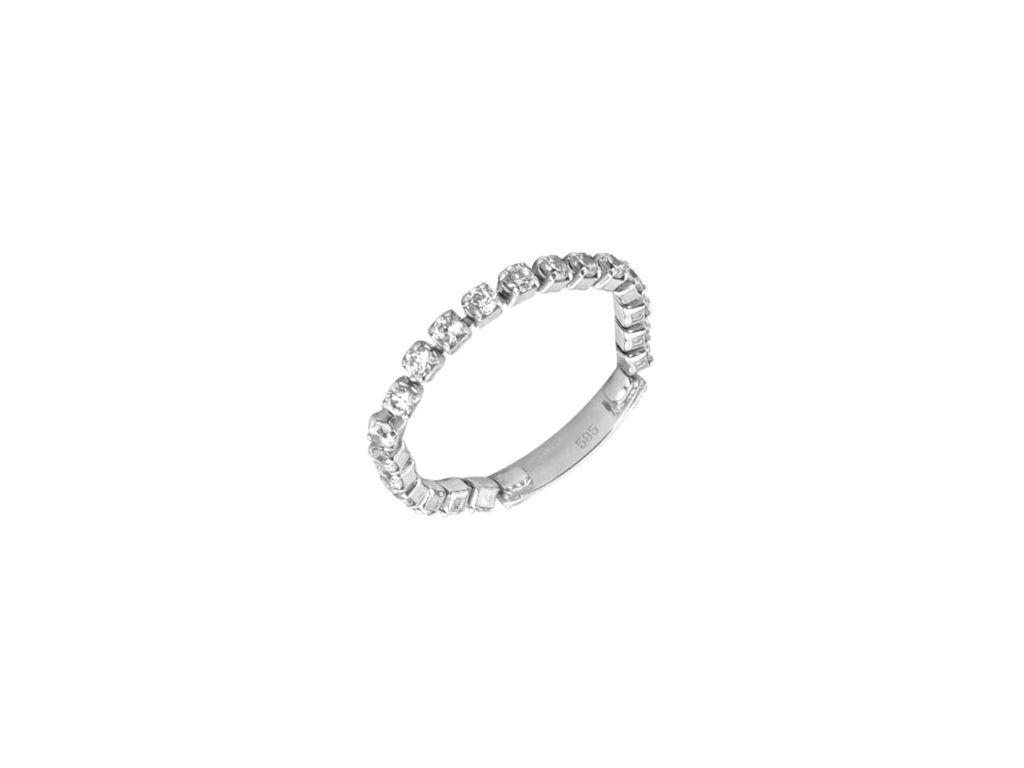 Λευκόχρυσο Δαχτυλίδι 14 Καράτια Με Λευκές Πέτρες Ζιργκόν