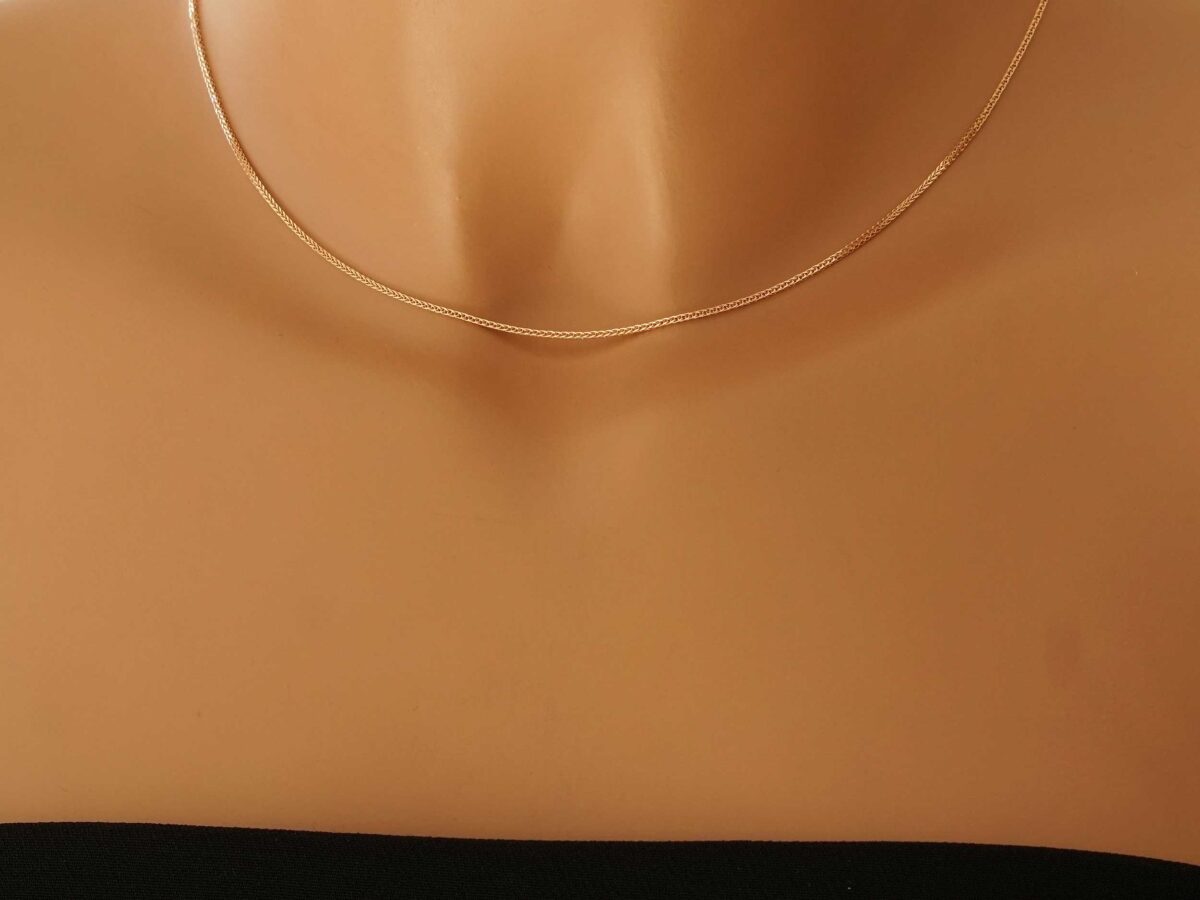 Ροζ Χρυσή Αλυσίδα Σπίγγα 18 Καρατίων Μήκους 40,00 cm