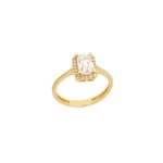 Ροζέτα Δαχτυλίδι Χρυσό 14Κ Με Emerald Cut Ζιργκόν