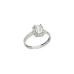 Ροζέτα Δαχτυλίδι Λευκόχρυσο 14Κ Με Λευκές Πέτρες