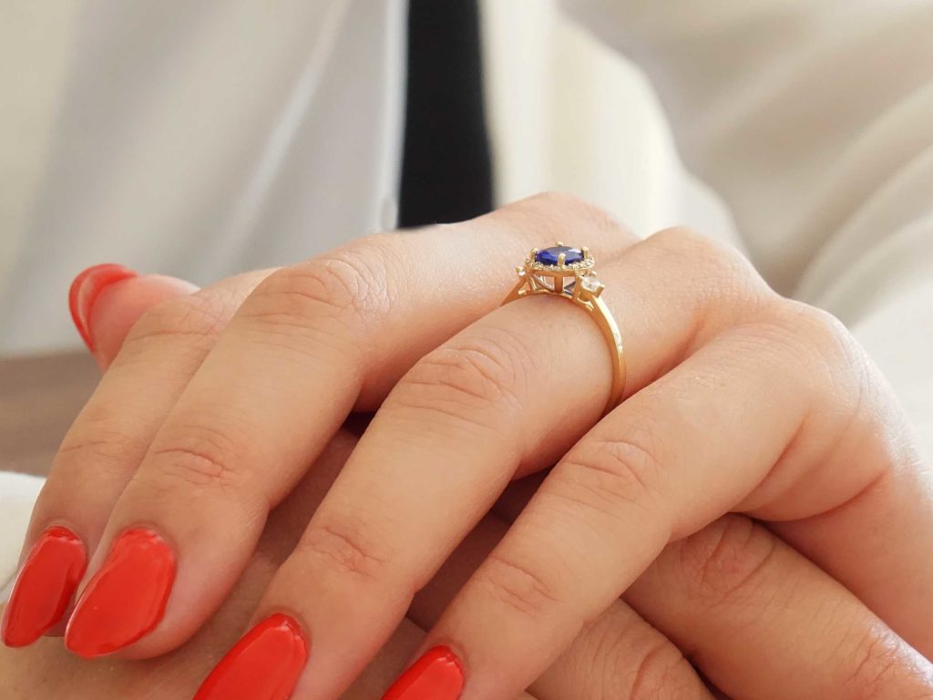Ροζέτα Δαχτυλίδι Με Μπλε Πέτρα Ζιργκόν Σε Χρυσό 14 Καράτια