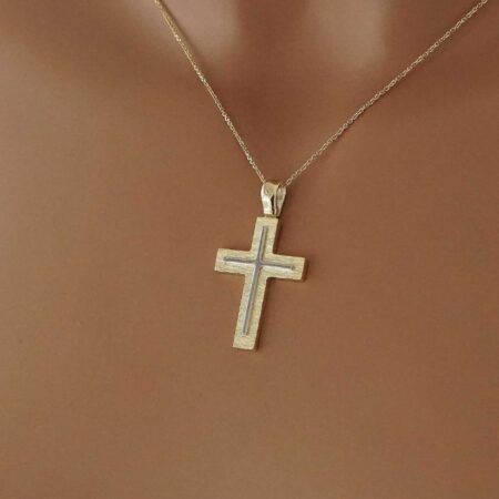 Χρυσός Σταυρός Με Λευκόχρυσο 14Κ