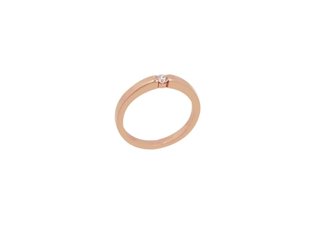 Δαχτυλίδι Μονόπετρο Ροζ Χρυσό 18Κ Με Διαμάντι