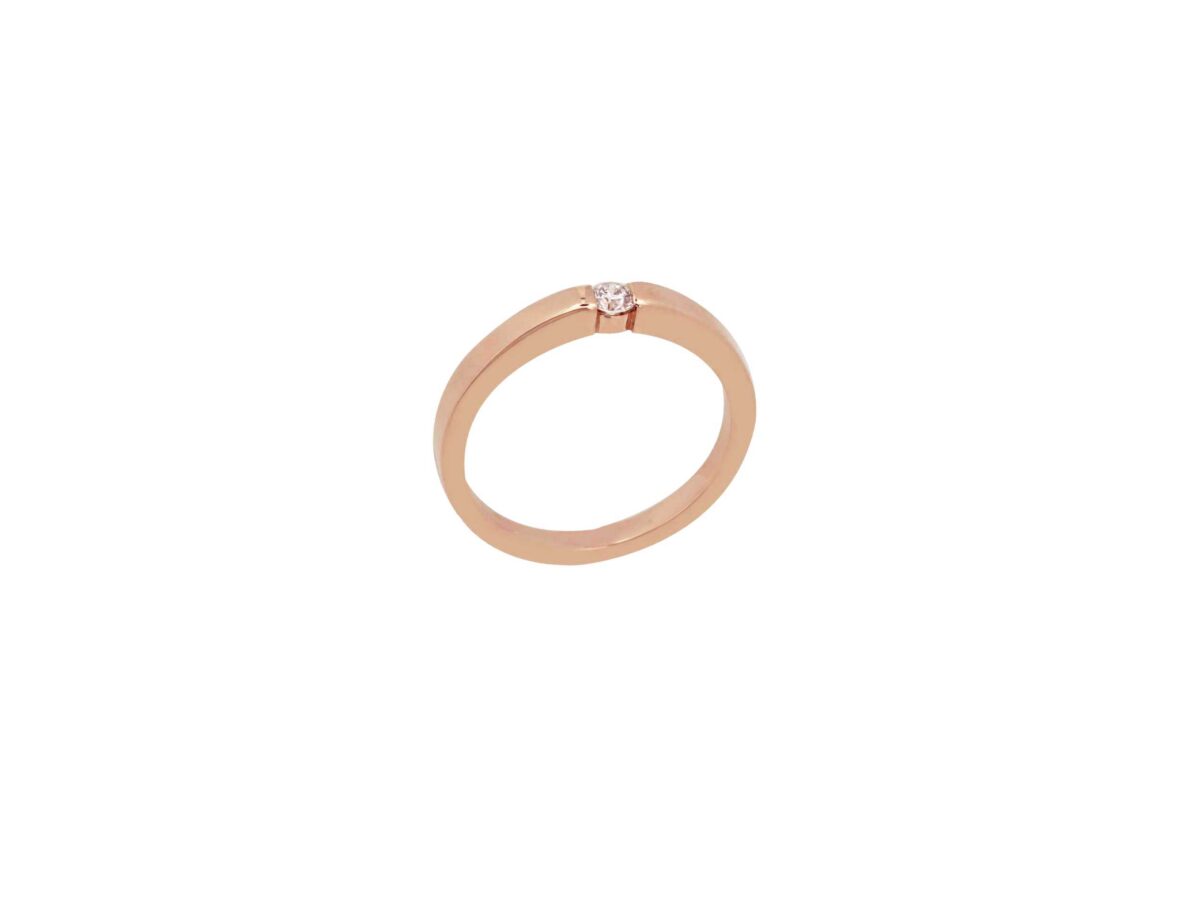 Δαχτυλίδι Μονόπετρο Ροζ Χρυσό 18Κ Με Διαμάντι