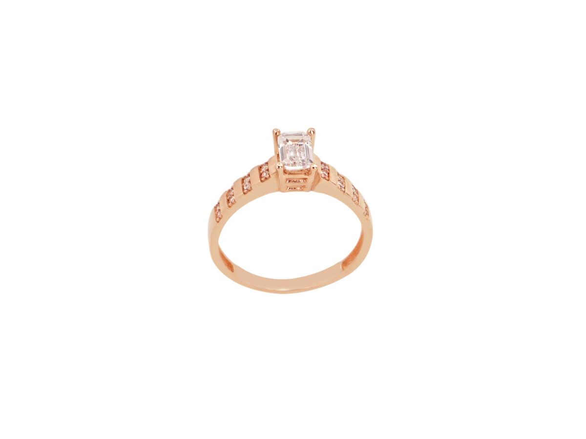 Δαχτυλίδι Μονόπετρο Ροζ Χρυσό 9Κ Με Ζιργκόν