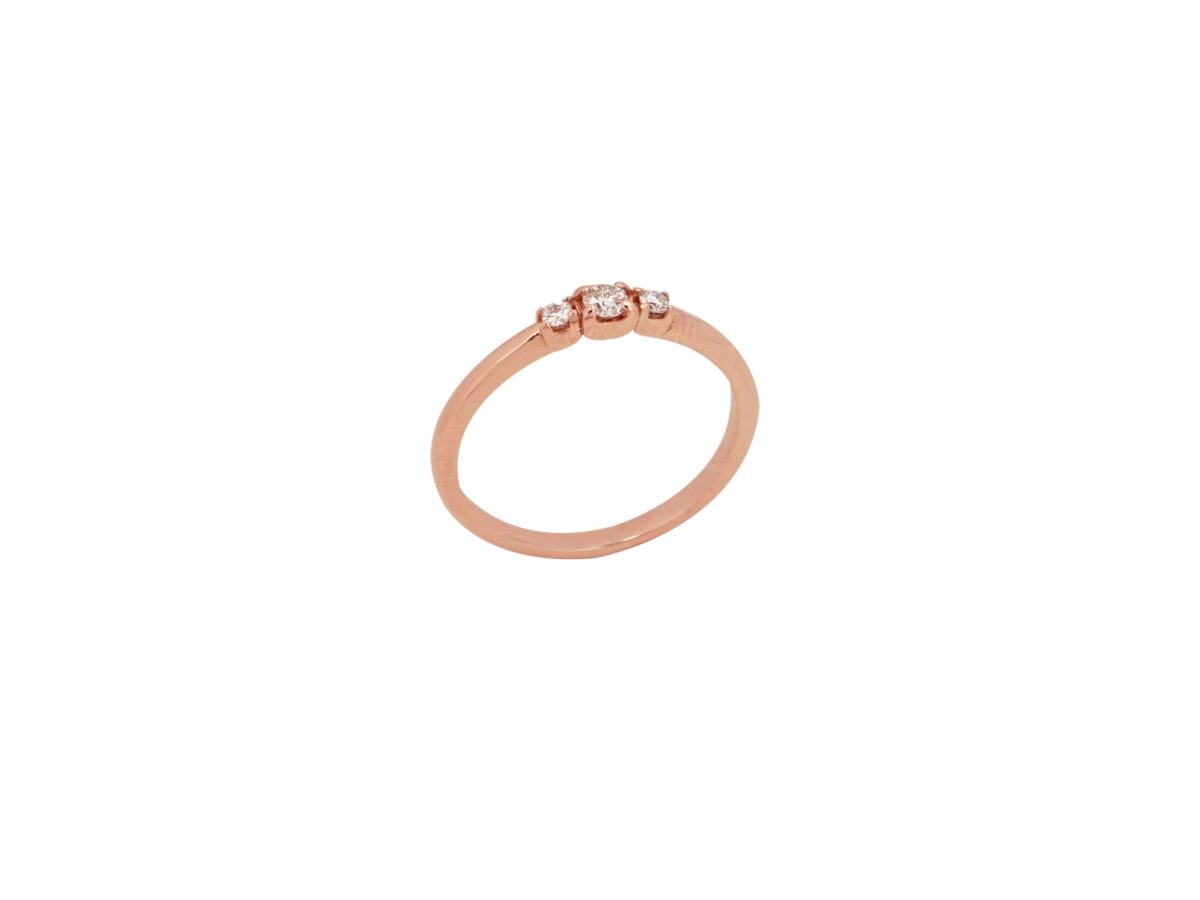 Δαχτυλίδι Με Μπριγιάν Ροζ Χρυσό 18 Καράτια