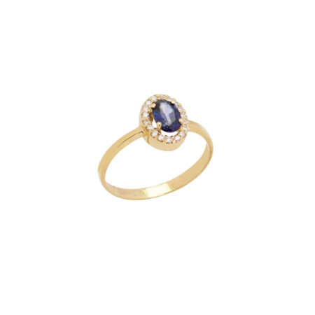 Δαχτυλίδι Ροζέτα Ζαφείρι Με Διαμάντια Σε Χρυσό 18Κ