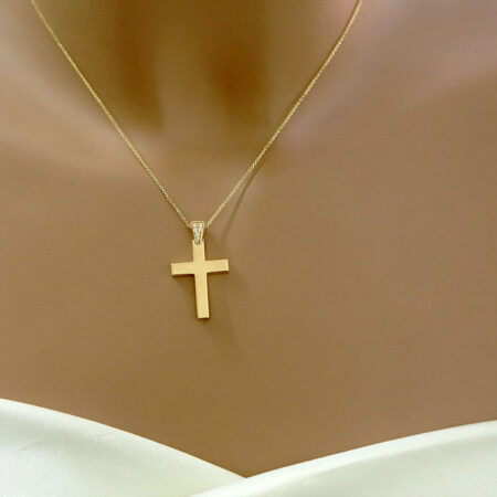 Γυναικείος Σταυρός Χρυσός 14 Καράτια Με Πέτρες Ζιργκόν