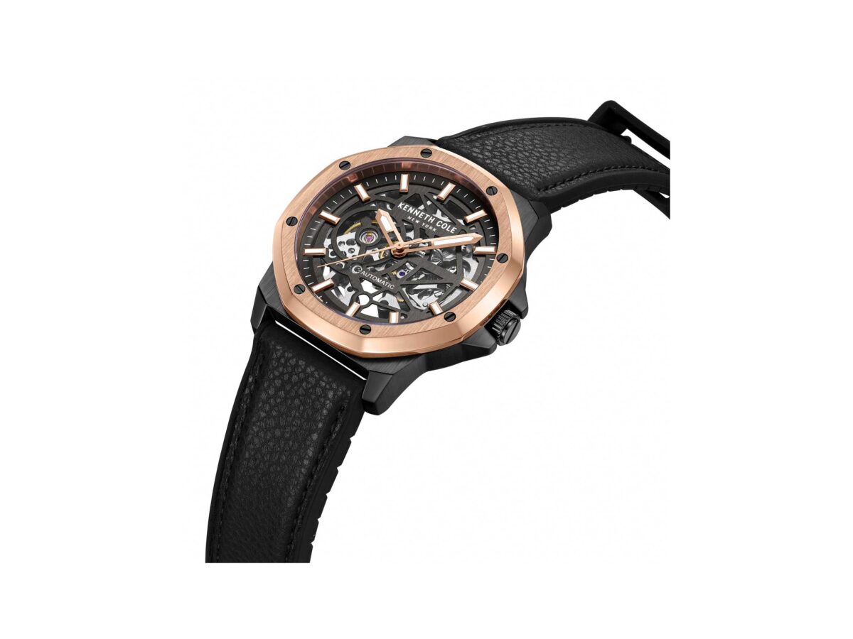 Kenneth Cole Ανδρικό Ρολόι Με Μαύρο Δερμάτινο Λουράκι KCWGR2232902