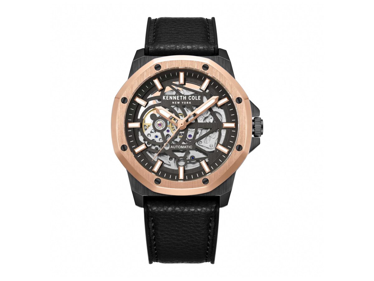 Kenneth Cole Ρολόι Με Μαύρο Δερμάτινο Λουράκι KCWGR2232902