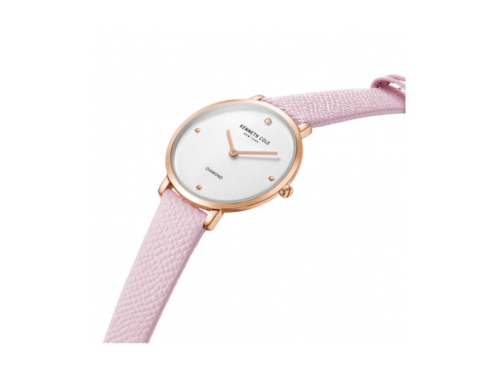 Kenneth Cole Ρολόι Με Ροζ Δερμάτινο Λουράκι Και Διαμάντι KCWLA2220003