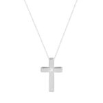 Λευκόχρυσος Σταυρός Με Διαμάντι Και Αλυσίδα 14Κ