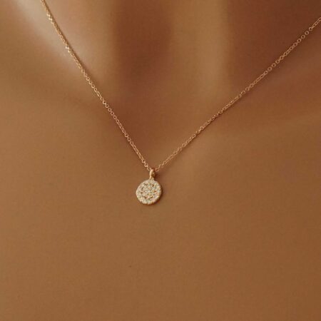 Μενταγιόν Ροζέτα Ροζ Χρυσό 18 Καράτια Με Μπριγιάν