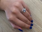 Ασημένιο Δαχτυλίδι Φίδι 925 Με Λευκές Και Μπλε Πέτρες Ζιργκόν