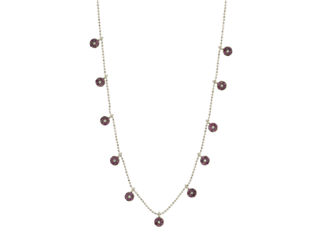 Ασημένιο Κολιέ Με Ζιργκόν Πέτρες Σε Ροζέτες 925