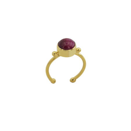 Δαχτυλίδι Με Κόκκινη Πέτρα Από Επιχρυσωμένο Ασήμι 925