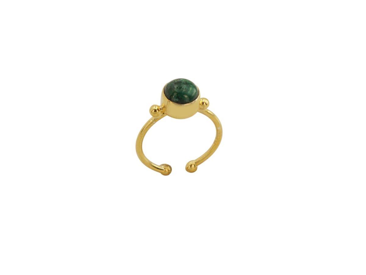 Δαχτυλίδι Με Πράσινη Πέτρα Από Επιχρυσωμένο Ασήμι 925