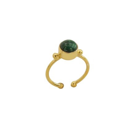 Δαχτυλίδι Με Πράσινη Πέτρα Από Επιχρυσωμένο Ασήμι 925