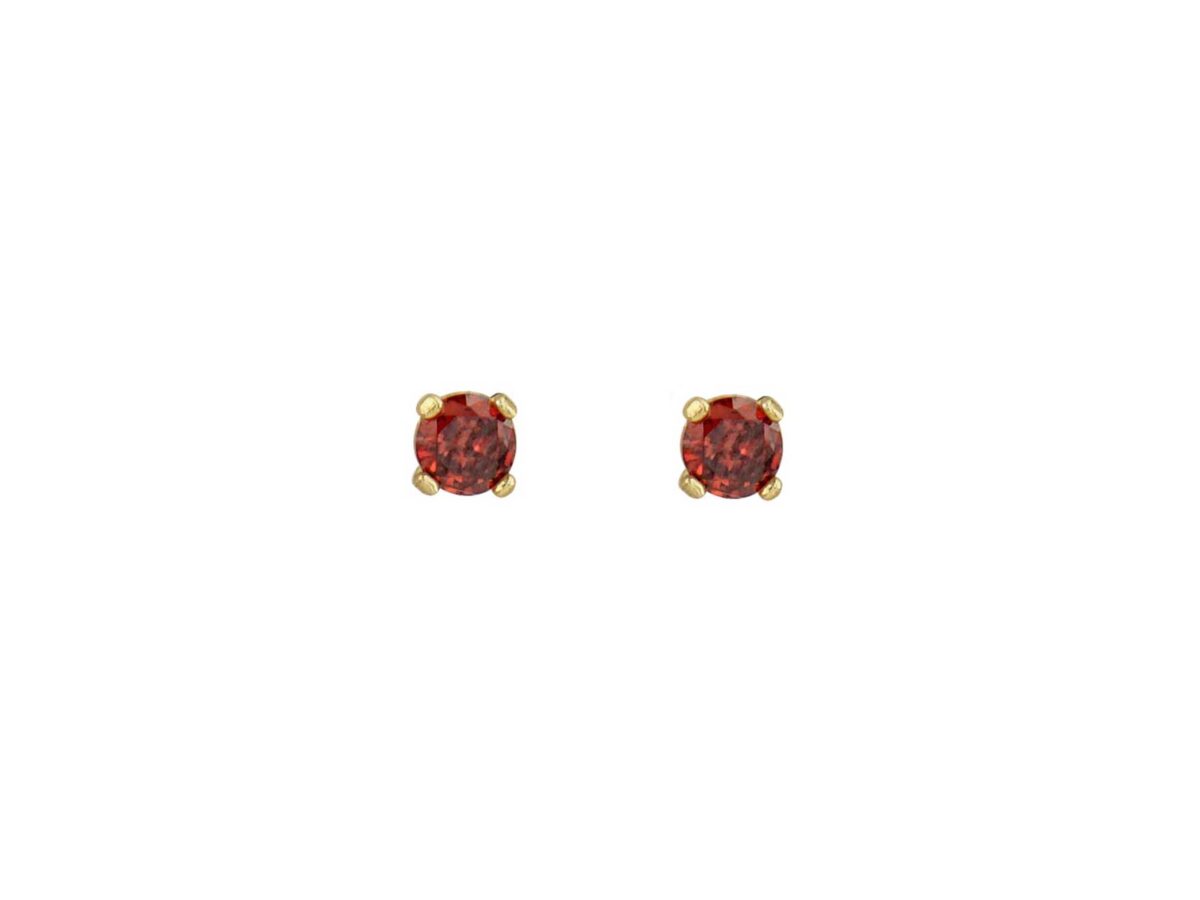Επίχρυσα Σκουλαρίκια Με Κόκκινη Πέτρα Ζιργκόν Από Ασήμι 925