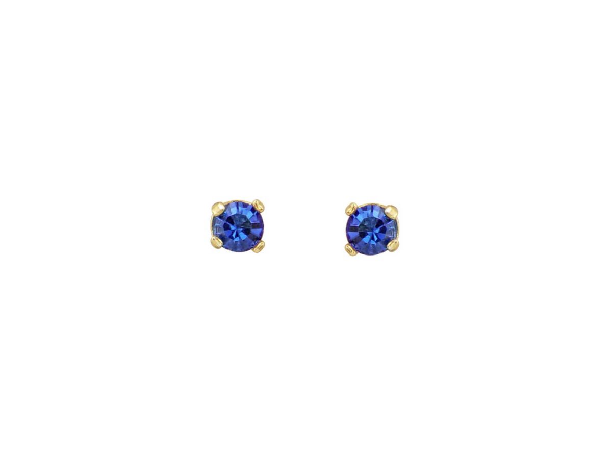 Επίχρυσα Σκουλαρίκια Με Μπλε Πέτρα Ζιργκόν Από Ασήμι 925