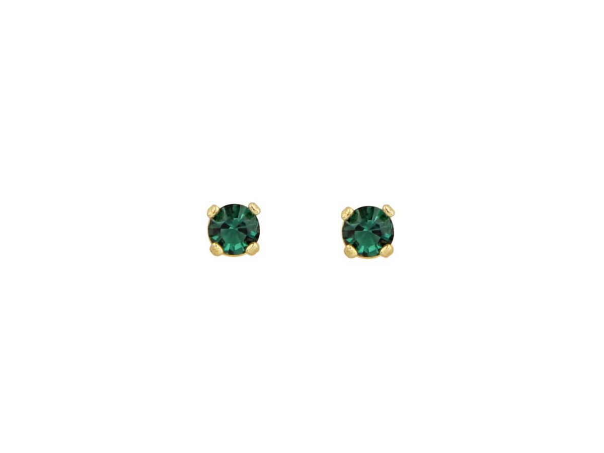 Επίχρυσα Σκουλαρίκια Με Πράσινη Πέτρα Ζιργκόν Από Ασήμι 925