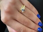 Επίχρυσο Δαχτυλίδι Φίδι 925 Με Λευκές Και Μπλε Πέτρες Ζιργκόν