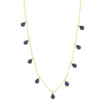 Επίχρυσο Κολιέ 925 Με Μπλε Ζιργκόν Πέτρες