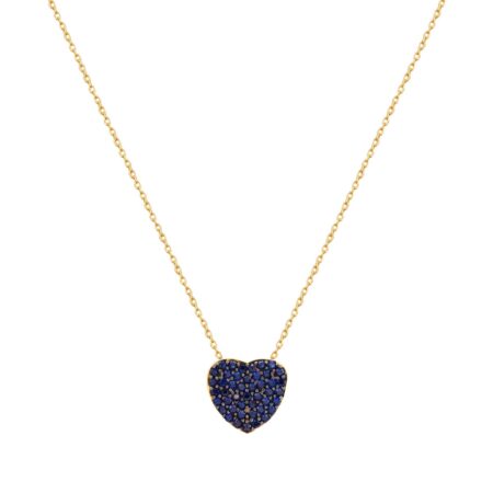 Κολιέ Καρδιά Μπλε Από Επιχρυσωμένο Ασήμι 925