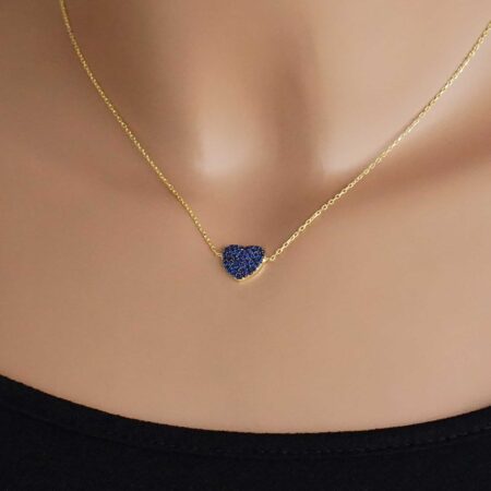 Κολιέ Καρδιά Μπλε Ζιργκόν Από Επιχρυσωμένο Ασήμι 925