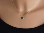 Κολιέ Με Καρδιά Με Πράσινες Πέτρες Ζιργκόν Από Επιχρυσωμένο Ασήμι 925