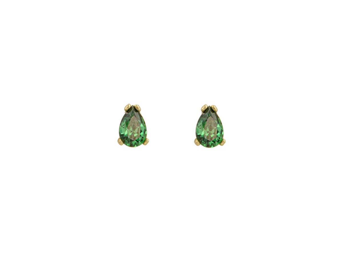 Σκουλαρίκια Δάκρυ Πράσινο Ζιργκόν Σε Επιχρυσωμένο Ασήμι 925
