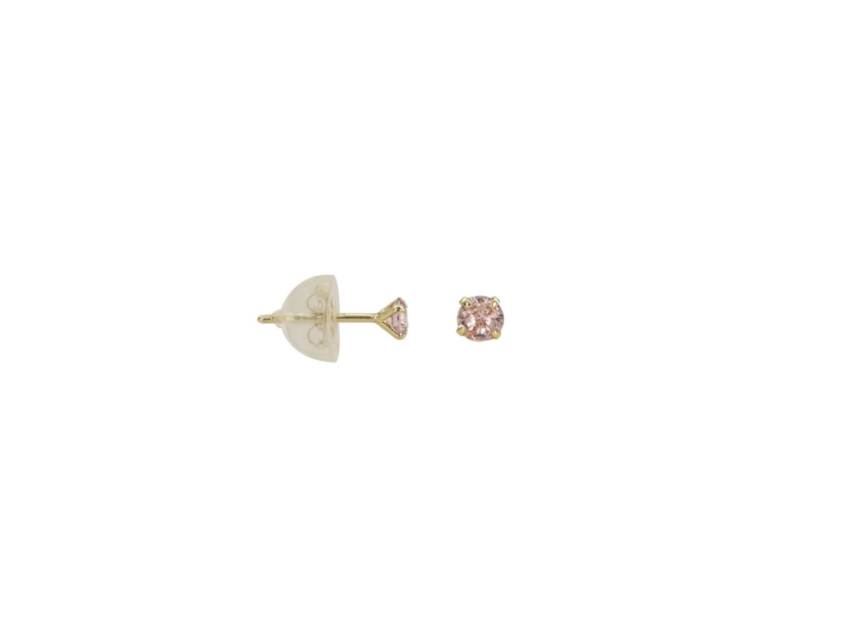 Σκουλαρίκια Με Ροζ Πέτρα Ζιργκόν Σε Χρυσό 14Κ