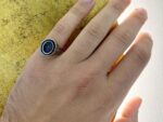 Unisex Δαχτυλίδι Ασημένιο Σεβαλιέ 925 Με Μπλε Πέτρες