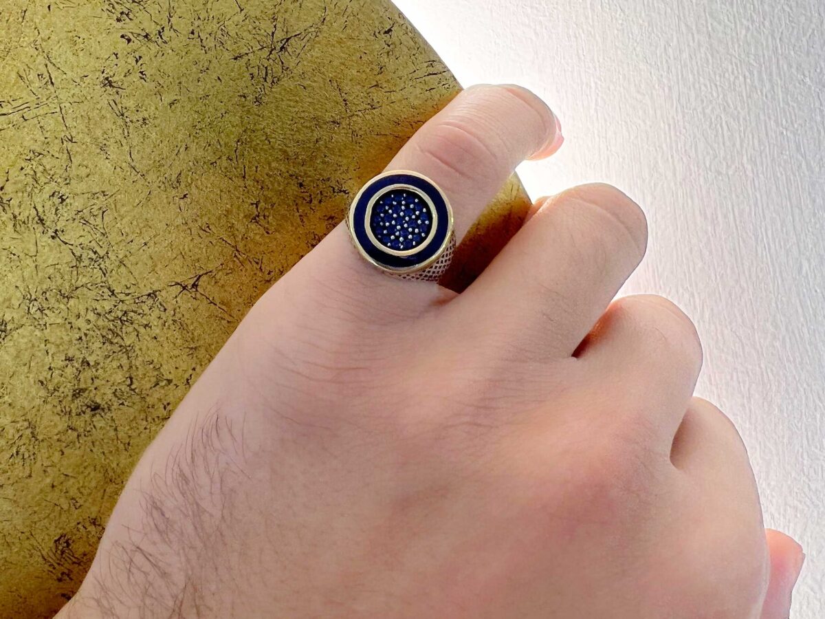Unisex Δαχτυλίδι Σεβαλιέ Ασημένιο 925 Με Μπλε Ζιργκόν