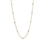 Χρυσό Κολιέ Με Μπίλιες Τρίχρωμες Διαμανταρισμένες 14 Καρατίων