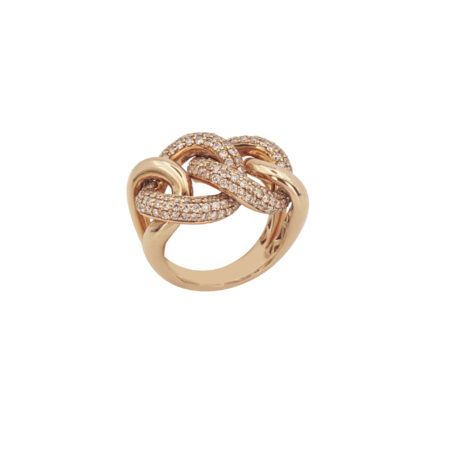 Δαχτυλίδι Αλυσίδα Με Διαμάντια Σε Ροζ Χρυσό 18Κ