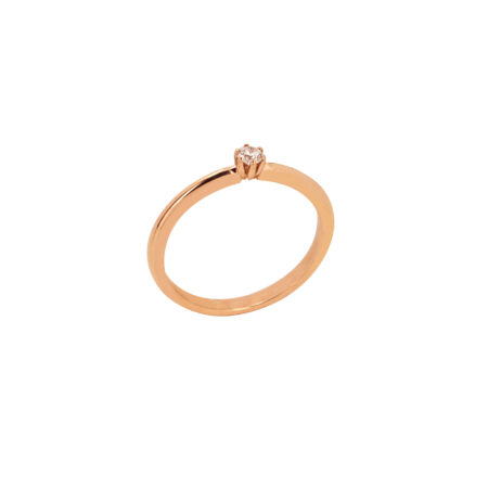 Δαχτυλίδι Μονόπετρο Ροζ Χρυσό 18Κ Με Μπριγιάν