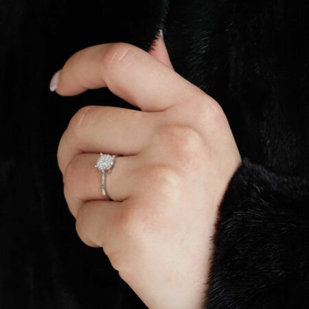 Δαχτυλίδι Ροζέτα Με Μπριγιάν Σε Λευκόχρυσο 18 Καράτια