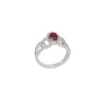 Δαχτυλίδι Ροζέτα Με Ρουμπίνι Και Μπριγιάν Σε Λευκόχρυσο 18Κ